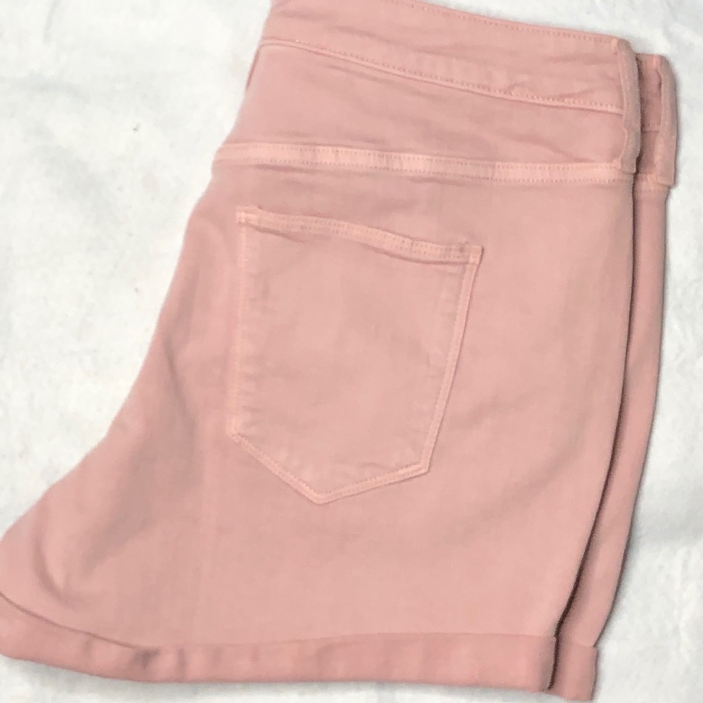 Pink DENIM High Rise Midi Shorts - Picture 2 of 3